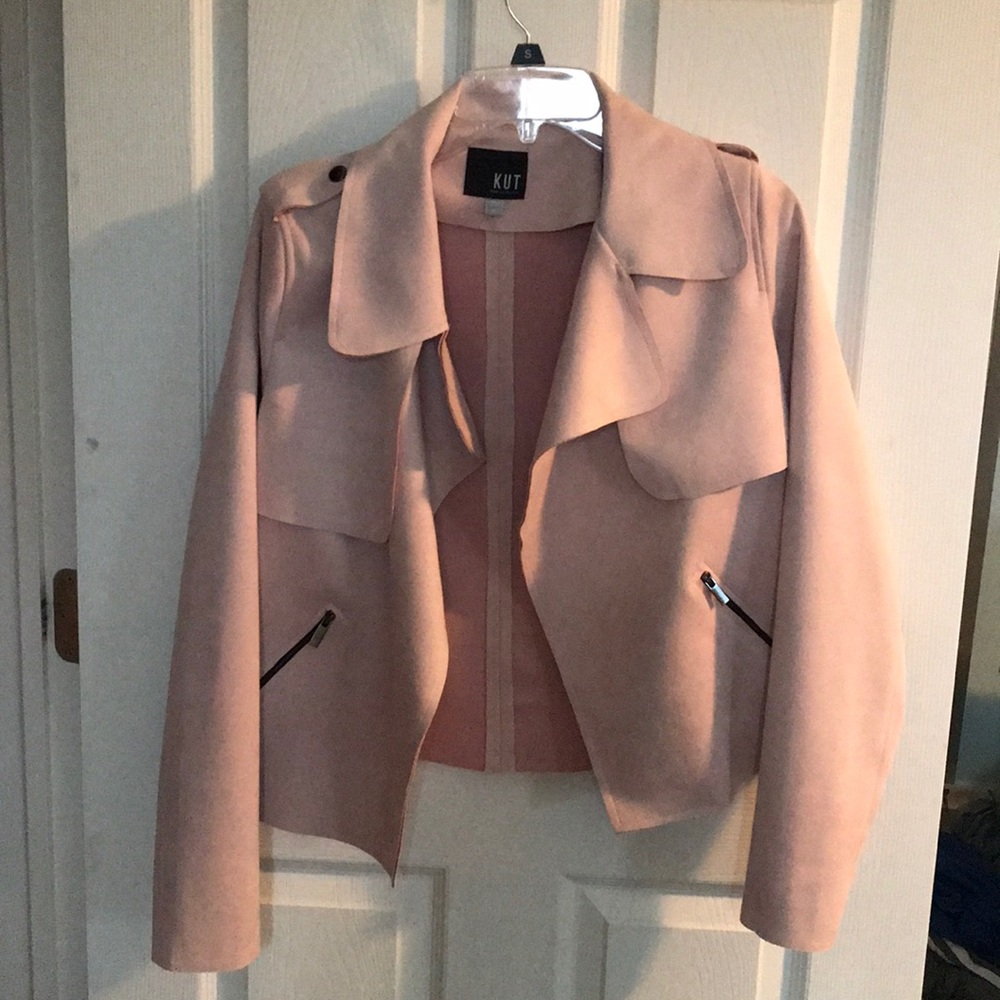 Kut from the kloth pink suede motorcycle jacket